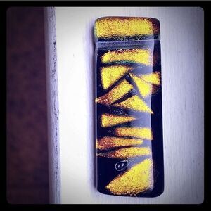 2 for $20 Black & Gold Dichroic Rect Glass Pendant